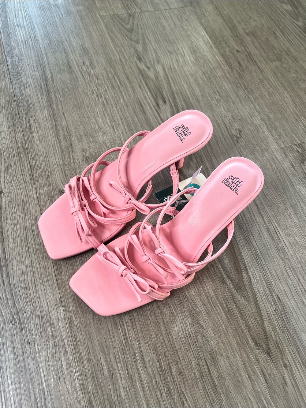 Wild Fable Pink Strappy Square-Toe Heeled Sandals Size 8